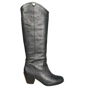 Frye Women’s Carmen Black Leather Pull On Riding Boot Size US 7